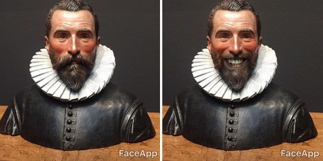 Парень ходит по музеям и смешит старинные портреты с помощью FaceApp