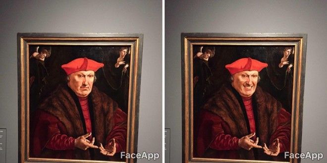 Парень ходит по музеям и смешит старинные портреты с помощью FaceApp