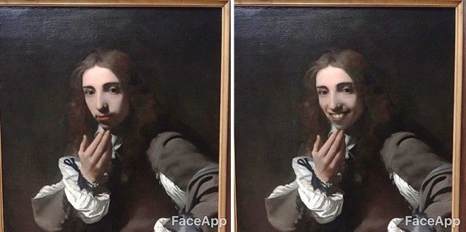 Парень ходит по музеям и смешит старинные портреты с помощью FaceApp