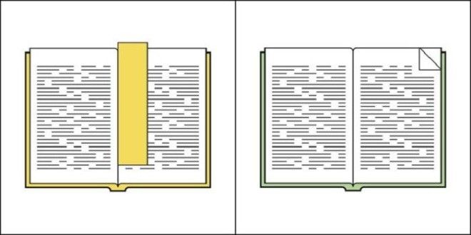 Одни люди делая паузу в чтении загибают угол страницы а другие вкладывают в книгу закладку