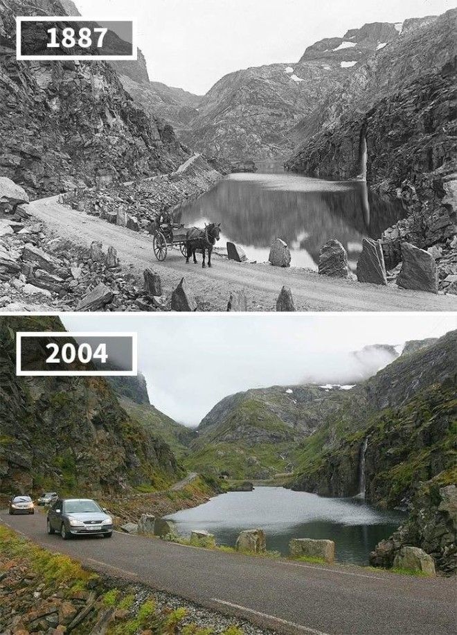 Коммунна Одда Норвегия 1887 2004 История в фотографиях бег времени города до и после изменения в мире фото фотопроект фотосвидетельства