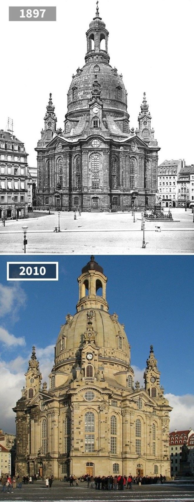 Фрауэнкирхе Дрезден 1897 2010 История в фотографиях бег времени города до и после изменения в мире фото фотопроект фотосвидетельства