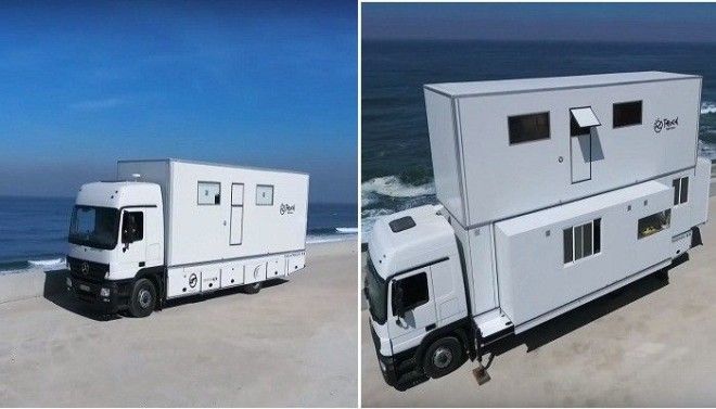 Трансформация грузовика в комфортабельный комплекс Truck Surf Hotel