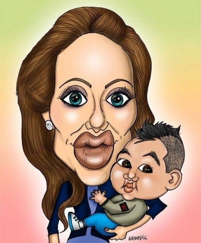 Карикатура на актрису Анджелина Джоли