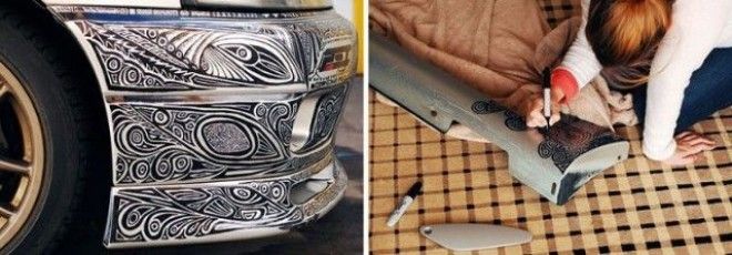 Мужик разрешил жене-художнице разрисовать маркером свой Nissan Skyline GTR