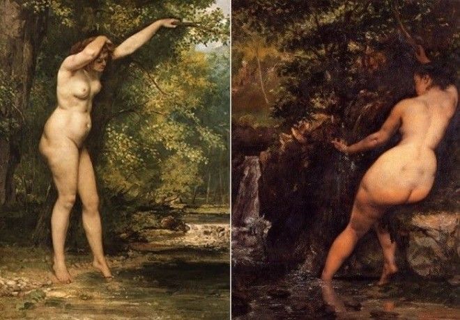 Гюстав Курбе Слева Молодая купальщица 1866 Справа Источник 1868 Фото gallerixru и allpaintersru